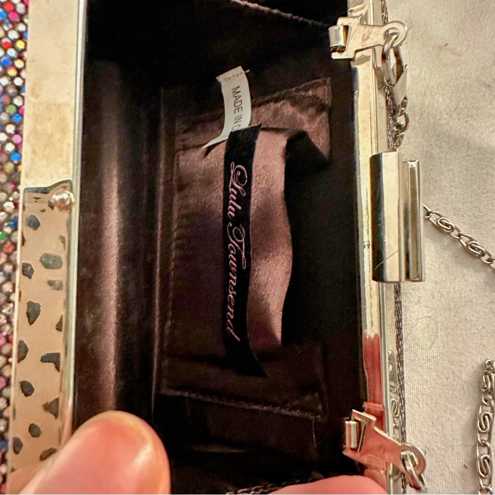 Sparkling Multicolor Clutch Purse with Optional Chain | Rectangular, Glitter - Picture 8 of 8